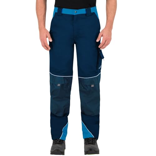 BWOLF Brave Arbeitshosen Männer Arbeitshose Herren Arbeitshose mit multifunktionalen Seitentaschen, Rückentaschen und Kniepolster-Taschen + verstärkt mit 600D Polyester (Blau, L) von BWOLF