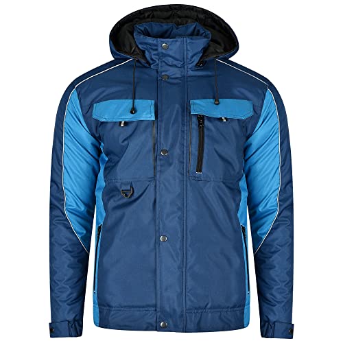 BWOLF Braver Arbeitsjacke Herren Winter Herren Winter Winddichte Winterjacke Arbeitsjacke Warme mit Kapuze Outdoor Jacken für Männer (Blau, M) von BWOLF
