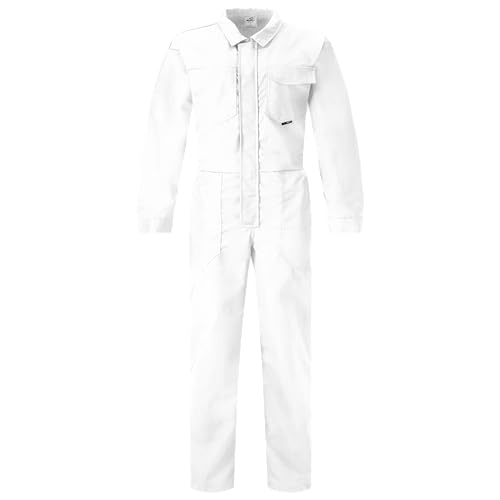 BWOLF Bravo Arbeitsoverall Herren Overall Herren Arbeitsoveralls Herren Arbeitskleidung mit Reißverschluss und 6 Taschen (Weiss, S) von BWOLF