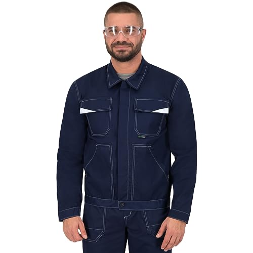 BWOLF Arbeitsjacke Männer Arbeitsjacke Herren mit Multifunktionalen Taschen (L, Blau) von BWOLF