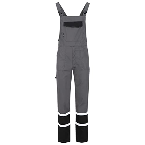 BWOLF Char Latzhose Herren Arbeitshose Schutz-Latzhose Herren mit Reflektierenden Elementen - Blau/Grau (Grau, S) von BWOLF