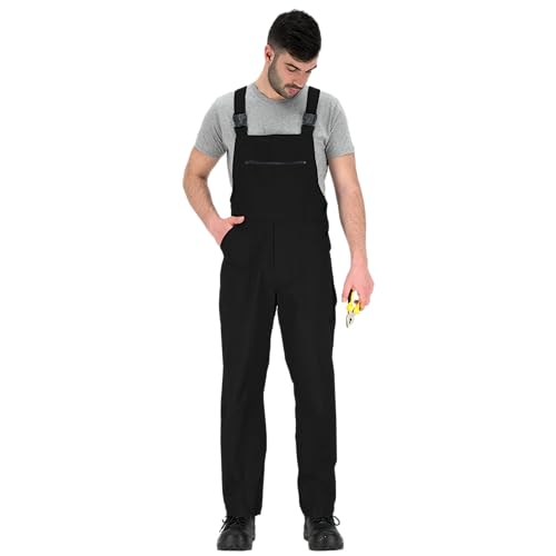 BWOLF Latzhose Herren Arbeitshose Schutz-Latzhose Alle Jahreszeiten Arbeits-Latzhose Herren (Schwarz, 2XL) von BWOLF