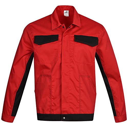 BWOLF DELTA Arbeitsjacke Männer Arbeitsjacke Herren Arbeitsjacke Bundjacke Baumwolle/Polyester 4 Taschen (2XL, Rot/Schwarz) von BWOLF