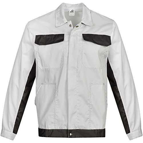 BWOLF DELTA Arbeitsjacke Männer Arbeitsjacke Herren Arbeitsjacke Bundjacke Baumwolle/Polyester 4 Taschen (2XL, Weiß) von BWOLF