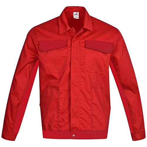 BWOLF DELTA Arbeitsjacke Männer Arbeitsjacke Herren Arbeitsjacke Bundjacke Baumwolle/Polyester 4 Taschen (L, Rot) von BWOLF