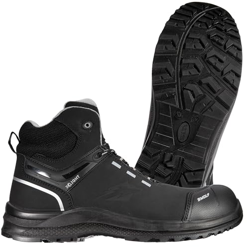 BWOLF Defender HIS3 Arbeitsschuhe Herren Sicherheitsschuhe aus wasserabweisendem Nubukleder, Kevlar-Kappe und Zwischensohle, rutschfest (Schwarz, EU Schuhgrößensystem, Erwachsene, Numerisch, M, 45) von BWOLF