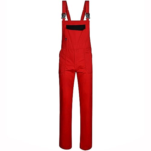 BWOLF DELTA Latzhose Herren Arbeitshose Schutz-Latzhose Arbeitslatzhose Baumwolle/Polyester 5 Taschen (Rot/Schwarz, L) von BWOLF