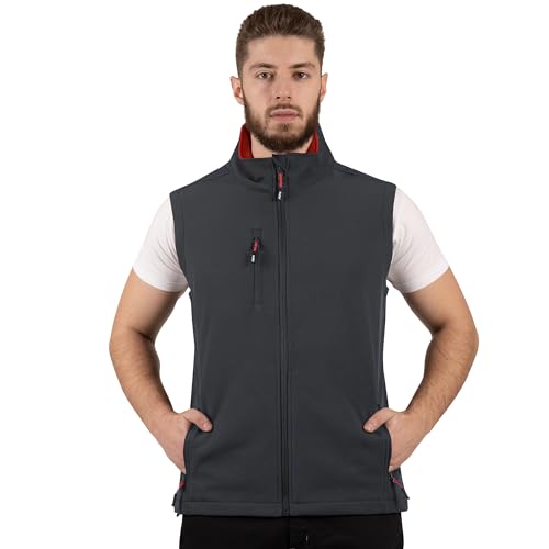 BWOLF GRIN Softshell Weste Herren Outdoor Softshellwesten für Herren Arbeit Weste Softshell Herren Gefütterte (DE/NL/SE/PL, Alphanumerisch, XS, Regular, Regular, Grau) von BWOLF