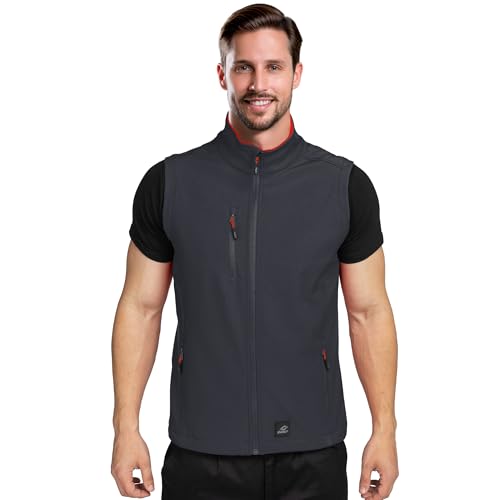 BWOLF GRIN Softshell Weste Herren Outdoor Softshellwesten für Herren Arbeit Weste Softshell Herren Gefütterte (DE/NL/SE/PL, Alphanumerisch, XXL, Regular, Regular, Grau) von BWOLF
