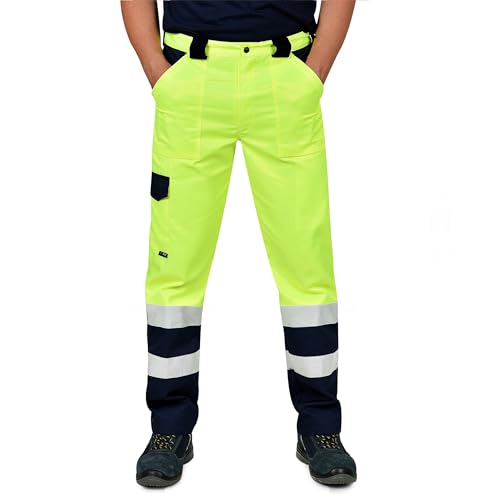 BWOLF Jinx Reflektierende Funktionshose Hose Arbeitshose Sicherheitshose Schutzhose Herren Sommer Arbeitshosen Herren (Gelb, 2XL) von BWOLF