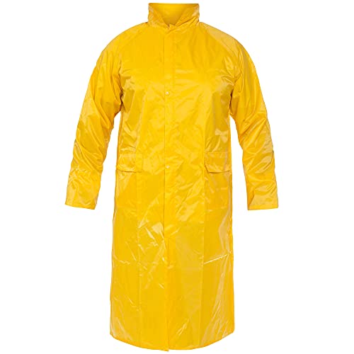 BWOLF POSEIDON Arbeitsmantel Regenmantel Herren Regenmantel Wasserdichte Lange Regenjacke Outdoor Wiederverwendbare Regenbekleidung mit Kapuze (Gelb, M) von BWOLF