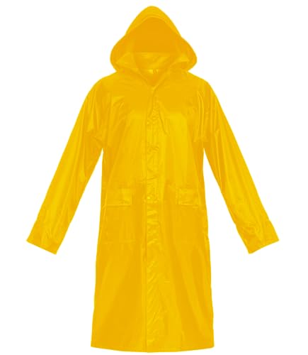 BWOLF POSEIDON Regenmantel Herren Regenmantel Wasserdichte Lange Regenjacke Outdoor Wiederverwendbare Regenbekleidung mit Kapuze (Gelb, S) von BWOLF