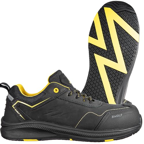 BWOLF Phoenix S3S Arbeitsschuhe Herren S3 Sicherheitsschuhe Herren S3 Nabuk wasserdicht, rutschhemmend 4x4 Grip Tech, Ergo Sohlen (Schwarz, EU Schuhgrößensystem, Erwachsene, Numerisch, M, 40) von BWOLF