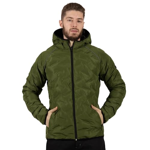 BWOLF RING Outdoor Jacken für Männer Winterjacke Herren Arbeitswinterjacken Herren Wasserdicht Winterjacke Arbeitsjacke mit Kapuze (DE/NL/SE/PL, Alphanumerisch, L, Regular, Regular, Grün) von BWOLF