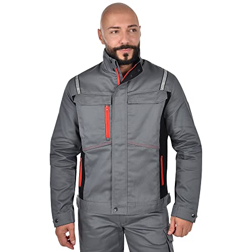 BWOLF Raptor 100% Baumwolle Arbeitsjacke Männer Arbeitsjacke Herren Multifunktionale Arbeitsjacke Bundjacke mit Multifunktionalenn Taschen, Reflektierenden Streifen (Grau, 2XL) von BWOLF