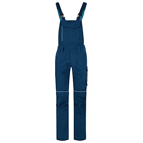 BWOLF Raptor 100% Baumwolle Latzhose Herren Arbeitshose Schutz-Latzhose mit multifunktionalen Taschen, Reflektierenden Streifen (Blau, 2XL) von BWOLF