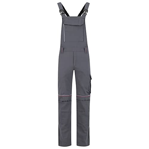 BWOLF Raptor 100% Baumwolle Latzhose Herren Arbeitshose Schutz-Latzhose mit multifunktionalen Taschen, Reflektierenden Streifen (Grau, 3XL) von BWOLF