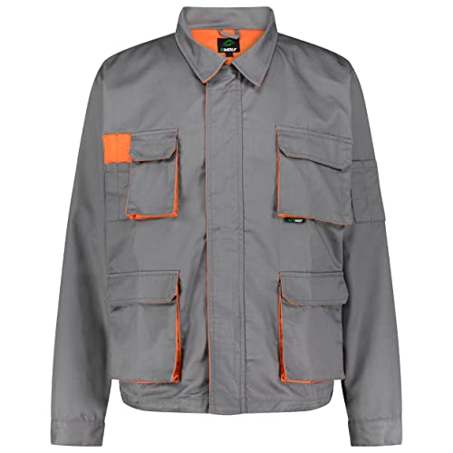 BWOLF Sigma Arbeitsjacke Männer Arbeitsjacke Herren Multifunktionale Arbeitsjacke Bundjacke – Multitaschen (2XL, Gray/Orange) von BWOLF