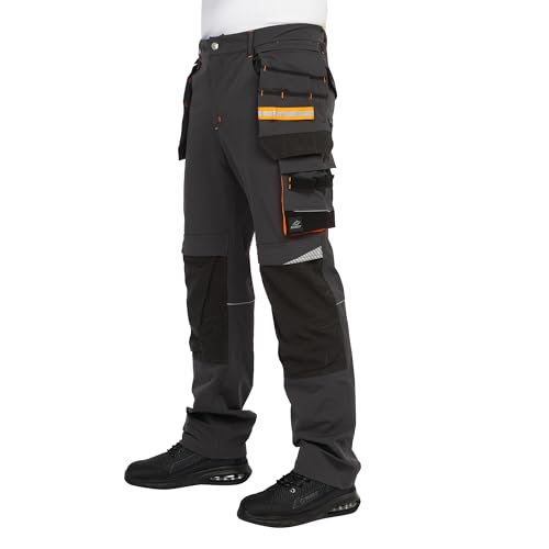 BWOLF Vector Arbeitshosen Männer – Robuste & Flexible Arbeitsshorts aus 90 % Nylon, 10 % Elasthan – Leicht, Dehnbar, mit Taschen (DE/NL/SE/PL, Alphanumerisch, 4XL, Regular, Regular, Grau) von BWOLF