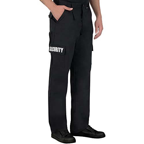 BWOLF Wardex Security Hose Schwarz Herren mit Hochwertiger Textildruck Schriftzug beidseitig, Schlaufen zum Einstecken eines Gürtels und 5 Taschen (Schwarz, 3XL) von BWOLF