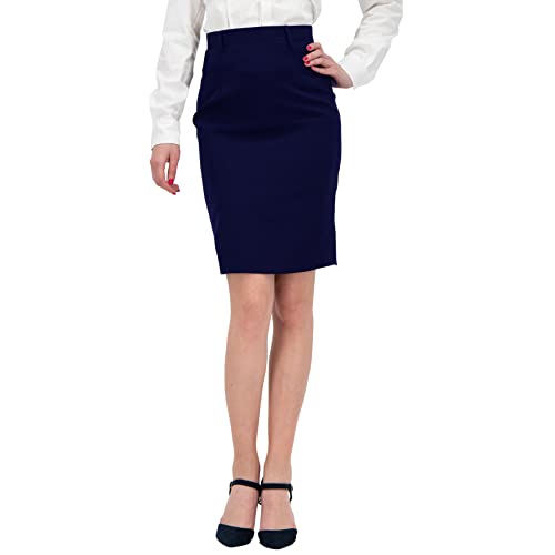 BWOLF Wiki Pencil Business Damen Knielang Kellnerrock Dunkelblau (44) von BWOLF