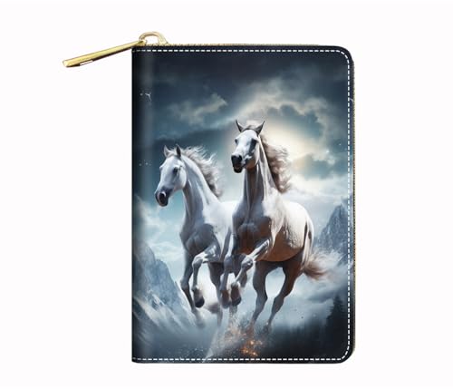 BWOOLL RFID-Kreditkartenetui für Damen, Leder, Kartenetui mit Reißverschluss, Flamingo, Laufpferd, Modisch von BWOOLL