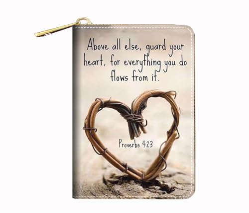 BWOOLL RFID-Kreditkartenetui für Damen, Leder-Kartenetui mit Reißverschluss, indisches Stammesmädchen, Zitat Bibelvers Sprüche 4:23, Modisch von BWOOLL