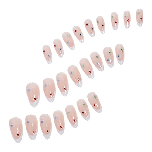 BWOOOWE 24 Stück Press on Nails Glänzend Rosa French Künstliche Nägel Französischer Nägel Aufkleben Full Cover Kunstnägel für Damen von BWOOOWE