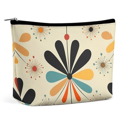 Reise-Make-up-Tasche, große Kapazität, Kosmetiktasche für Damen, wasserdicht, tragbar, Kosmetiktasche, Aufbewahrungstasche, Retro, modern, bedruckt, Kulturbeutel, Retro, modern, Einheitsgröße von BWQMNT