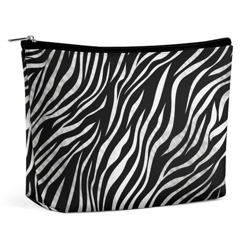 Reise-Make-up-Tasche, große Kapazität, Kosmetiktasche für Damen, wasserdicht, tragbar, Kosmetiktasche, Aufbewahrungstasche, Zebra-Druck, Kulturbeutel, Zebramuster, Einheitsgröße von BWQMNT