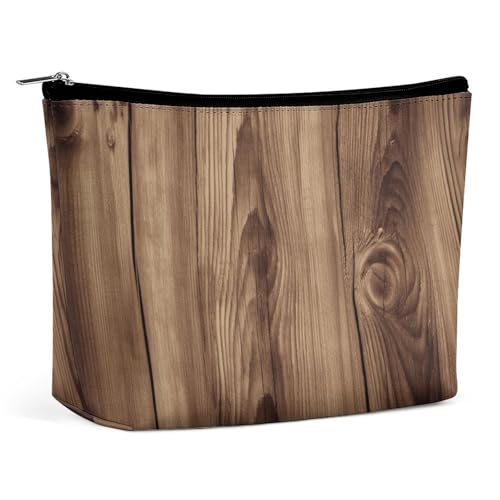 Reise-Make-up-Tasche, große Kapazität, Kosmetiktasche für Damen, wasserdicht, tragbar, Kosmetiktasche, Aufbewahrungstasche, lustige Giraffe, Kunstdruck, Kulturbeutel, Holzmaserung, Einheitsgröße von BWQMNT