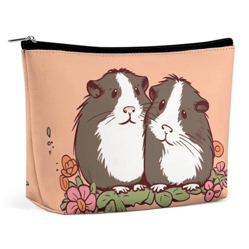 Reise-Make-up-Tasche, große Kapazität, Kosmetiktasche für Damen, wasserdicht, tragbar, Kosmetiktasche, Aufbewahrungstasche, lustige Giraffe, Kunstdruck, Kulturbeutel, Zwei Meerschweinchen zum von BWQMNT