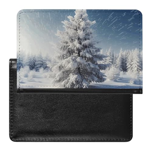 Reisepasshülle für Damen und Herren, RFID-blockierend, Totenkopfbild, Poster, Reisepasshülle, Reisezubehör, Snow Pine Tree Christmas, Einheitsgröße von BWQSKL