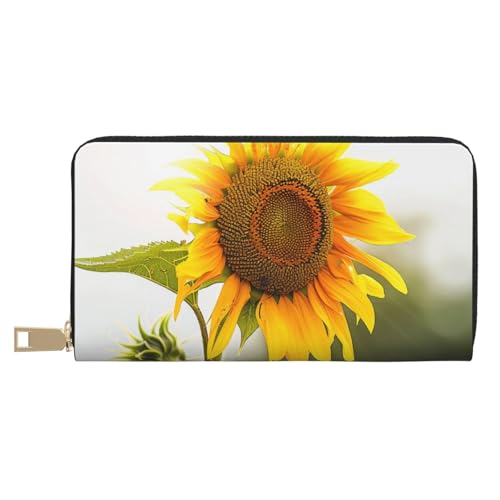 BWWHCCTI Bloom Sunflower Printed Long Wallet for Women Men - PU Leather Wallets Card Holder with Zip Coin Pocket von BWWHCCTI