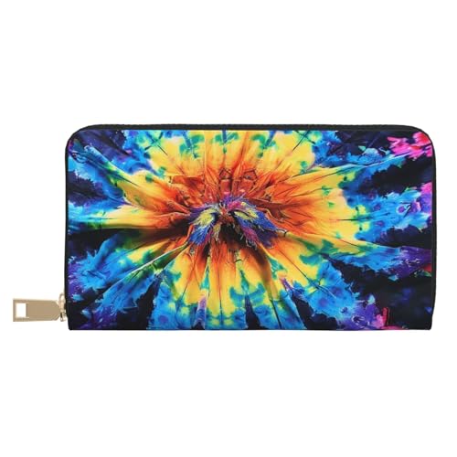 BWWHCCTI Exotic Tribe Tie Dye Style Printed Long Wallet for Women Men - PU Leather Wallets Card Holder with Zip Coin Pocket von BWWHCCTI