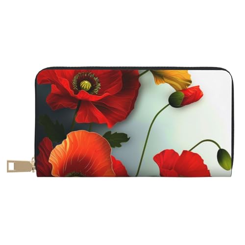 BWWHCCTI Flower Vivid Petals Printed Long Wallet for Women Men - PU Leather Wallets Card Holder with Zip Coin Pocket von BWWHCCTI