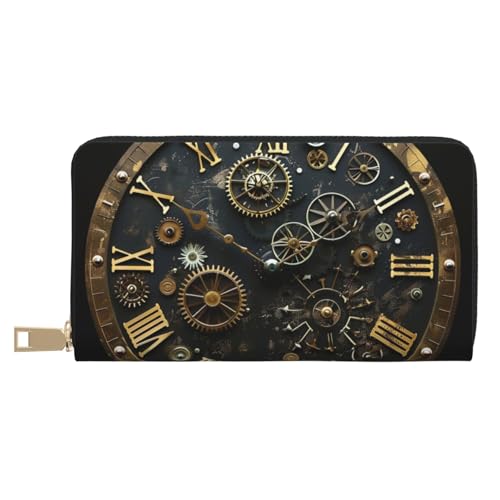 BWWHCCTI Gears Clock Bronze Century Printed Long Wallet for Women Men - PU Leather Wallets Card Holder with Zip Coin Pocket BWWHCCTI Gears Clock Bronze Century Printed Long Wallet for Women Men - PU Leather Wallets Card Holder with Zip Coin Pocket von BWWHCCTI