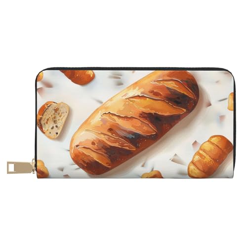 BWWHCCTI Painted Bread Printed Long Wallet for Women Men - PU Leather Wallets Card Holder with Zip Coin Pocket von BWWHCCTI