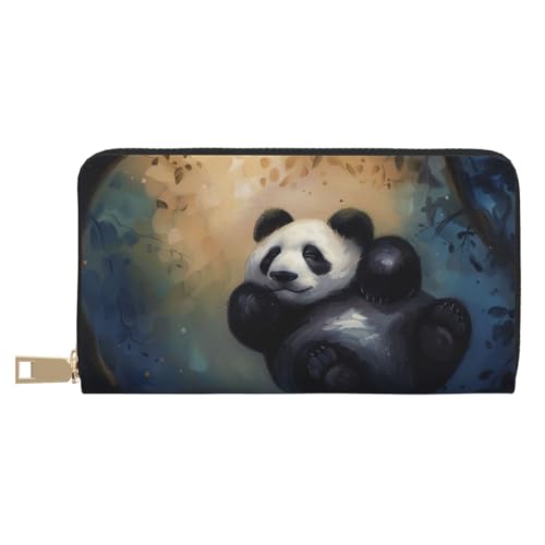BWWHCCTI Panda Printed Long Wallet for Women Men - PU Leather Wallets Card Holder with Zip Coin Pocket von BWWHCCTI