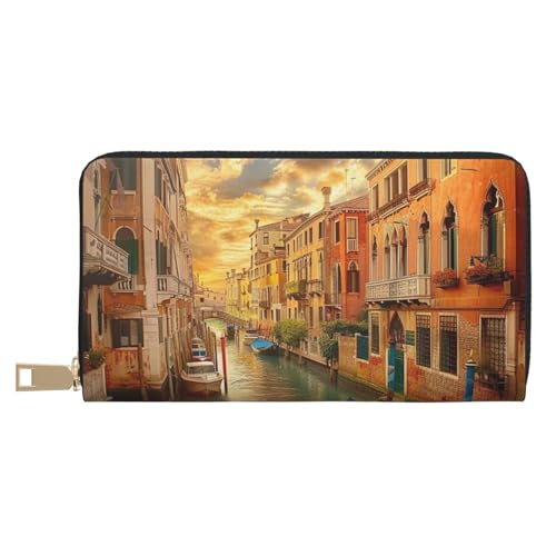 BWWHCCTI Schöne Venedig K View Printed Long Wallet für Damen Herren - PU Leder Geldbörsen Kartenhalter mit Reißverschluss Münzfach von BWWHCCTI