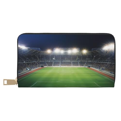 BWWHCCTI Stadion Fußball Satdium Field Light Night Printed Long Wallet für Damen Herren - PU Leder Geldbörsen Kartenhalter mit Reißverschluss Münzfach von BWWHCCTI