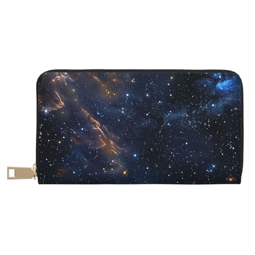 BWWHCCTI Starry Night Sky Deep Outer Space Printed Long Wallet for Women Men - PU Leather Wallets Card Holder with Zip Coin Pocket von BWWHCCTI