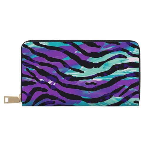 BWWHCCTI Zebra Stripe Camouflage Printed Long Wallet for Women Men - PU Leather Wallets Card Holder with Zip Coin Pocket von BWWHCCTI