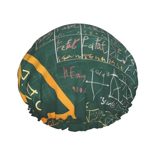 Formulas Shapes Theory Mathematikunterricht Wort bedruckte Duschhaube wiederverwendbare Badekappe Frauen wasserdichte doppellagige Badehaarkappen, hält das Haar trocken, passt auf alle Kopf von BWWHCCTI