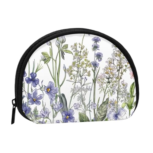 Niedliche Münzbörse und Mini-Beutel, Kleingeldbörse, blühende Kräuter und krautige Pflanzen, bedruckt, kleine modische Geldtasche, Reißverschluss, Münztasche für Damen, schwarz, Einheitsgröße von BWWHCCTI