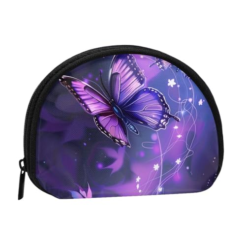 Niedliche Münzgeldbörse und Mini-Beutel, Kleingeldbörse, niedlicher Schmetterlingsstreifen, Kunstdruck, kleine modische Geldtasche, Reißverschluss, Münztasche für Damen, schwarz, Einheitsgröße von BWWHCCTI