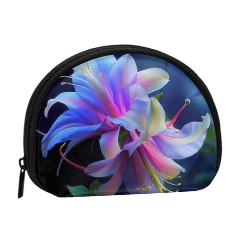 Niedliche Münzgeldbörse und Mini-Beutel, Kleingeldbörse, schöne Blumendruck, kleine modische Geldtasche, Reißverschluss, Münztasche für Damen, schwarz, Einheitsgröße, halbrund, Schwarz , Einheitsgröße von BWWHCCTI