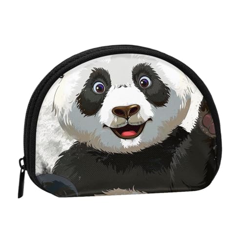 Niedliche Münzgeldbörse und Mini-Beutel, Panda-Kunstdruck, kleine modische Geldtasche, Reißverschluss, Münztasche für Damen, schwarz, Einheitsgröße, halbrund, Schwarz , Einheitsgröße, Halbkreis von BWWHCCTI