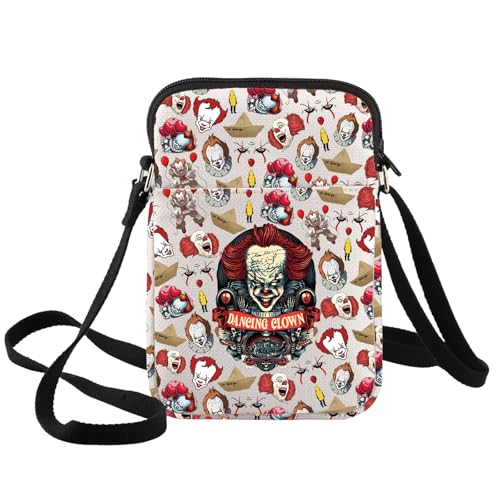 BWWKTOP Clown Crossbody Bag Horror Movie Geschenk Horror Clown Umhängetasche 1890er Jahre Karneval Clown Merch, Danceing Clown Xk B, Umhängetasche von BWWKTOP