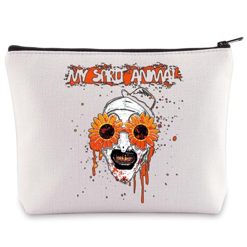 BWWKTOP Clown-Film-Kosmetiktasche, Make-up-Tasche, Film-Fans, Geschenke, Horror-Film, Reißverschluss-Tasche für Damen und Mädchen, Sonnenblume M Tasche W, Tasche von BWWKTOP